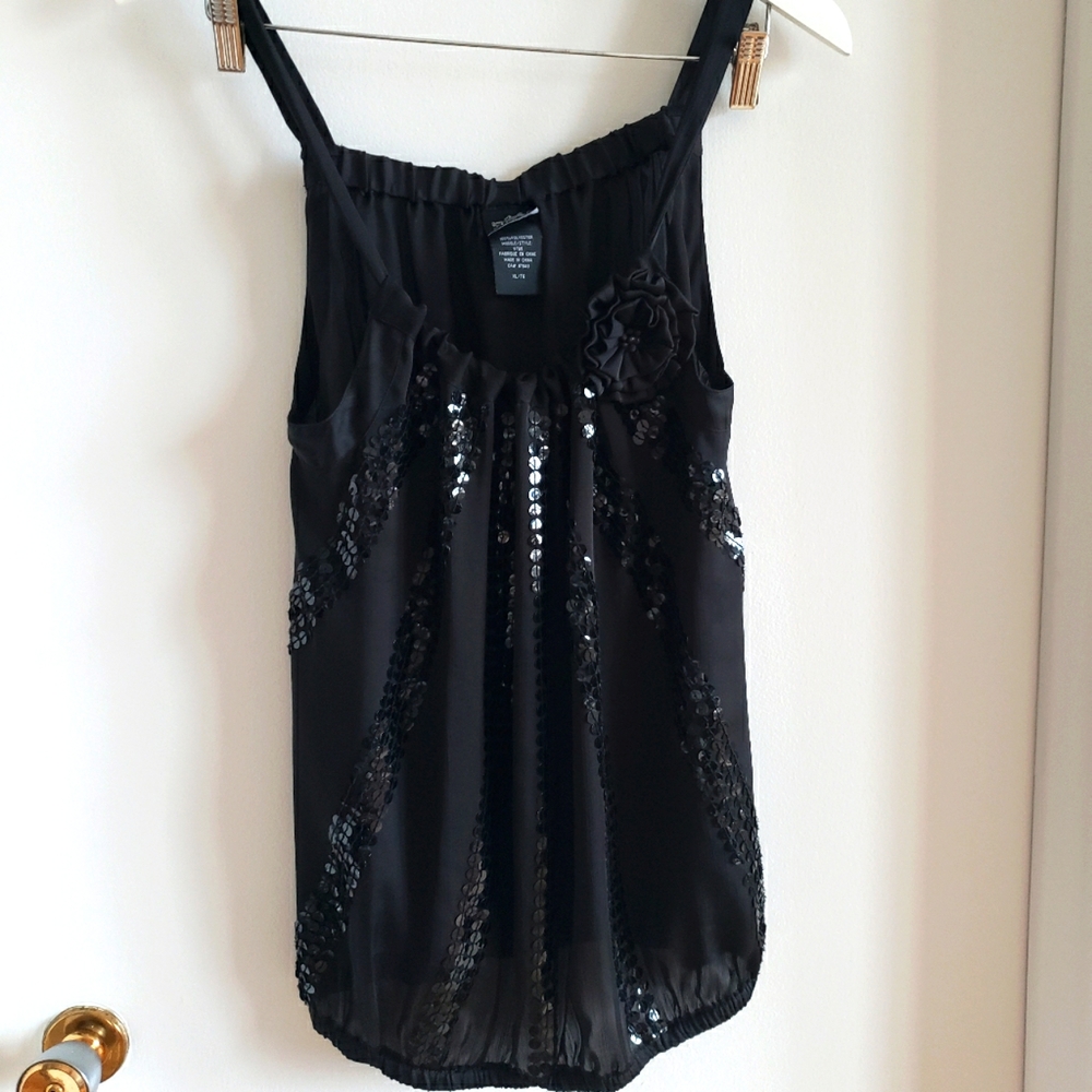Thanx Collection Dress Tank Top Sparkle Elastic Waist Boho Flower Women Size XL